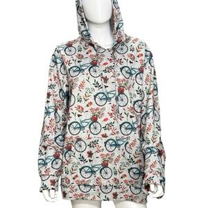 🛑 SOLD OUT 🛑 NWT 𝙇 𝘼 𝙎𝙤𝙪𝙡 Floral Bicycle Print Hoodie 1XL